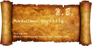 Manheimer Bertilla névjegykártya